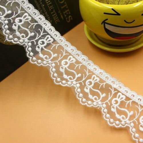 2YARD Small white rabbit lace DIY clothing accessories mesh embroidery home sofa curtain decorative cloth 4cm