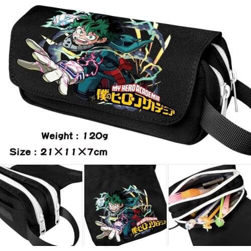 My Hero Academia Pen Bags Double Zipper School Pencil Case Box Cosmetic Makeup Bag Storage Bag Purse Wallet Gift