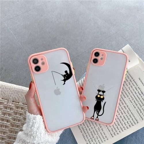 Cute creative design pattern Phone Case For iPhone 12 11 Mini Pro XR XS Max 7 8 Plus X Matte transparent Pink Cover