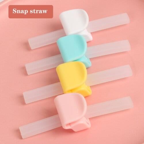 Reusable Silicone Children Spoon Drinking Water Straw Sucker With Buckle Baby Infant Feeding Straw Dishes Supplies