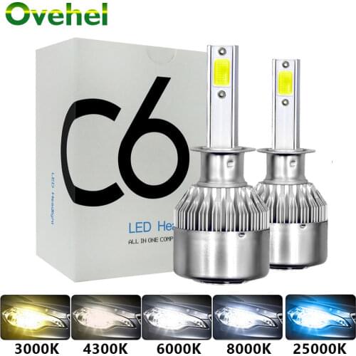 OVEHEL Led Headlight Hulbs H7 LED C6 H1 H3 Car Lights H4 880 H11 HB3 9005 9006 H13 3000k 6000K 72W 12V 8000LM Auto Headlamps