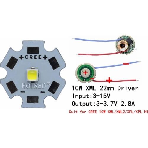 CREE 10W XPL XP-L V5 V6 Led Emitter Light WHITE Neutral White Warm White Diode Chip 20MM Aluminum PCB+Input 12V 22mm LED driver