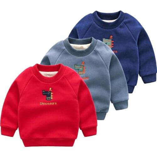 Baby Boys girls Clothes Children Winter Thick Cartoon Animal alligator Sweatshirts Toddler Casual Sweater Kids Plus velvet Tops