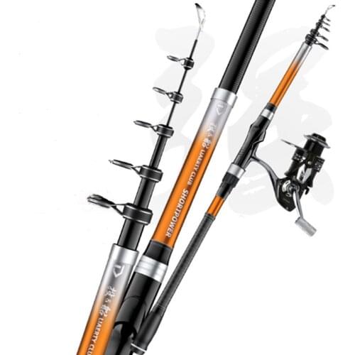 Telescopic rotating fishing rod 2.4m-3.3m carbon fiber long-range fishing rod ultra light hard large guide ring fishing rod