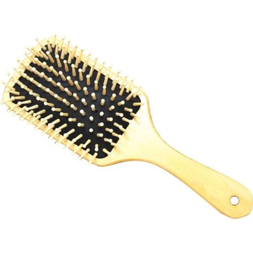 Hair Care Wooden Spa Massage Comb Wooden Paddle Pointed Handle Teeth Hair Brush Antistatic Cushion Comb