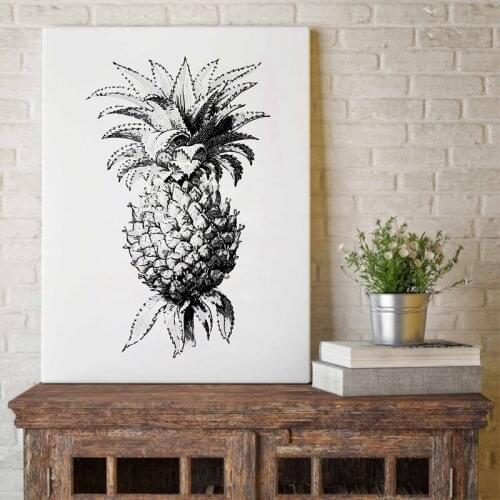 Vintage Pineapple Poster Canvas Art Prints , Hand Drawn Painting Pineapple illustration Retro Poster Wall Decor - Lexikon 1897