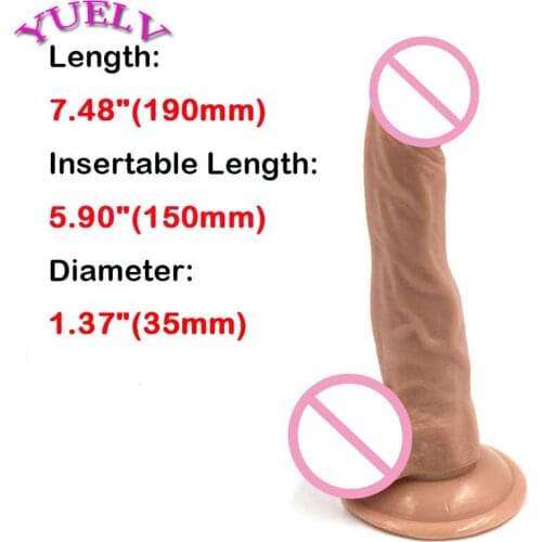 YUELV 19*3.5CM Realistic Dildo For Women Flexible Big Dick With Strong Suction Cup Fake Penis For Female Masturbation Erotic Toy