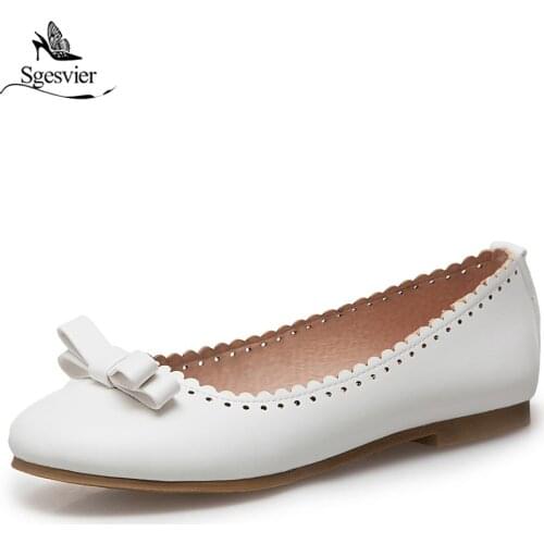 SGESVIER Size 28-43 Casual Womens Shoes Woman Flats Spring Autumn Female Ballet Shoes Flat Heels Solid Casual Ladies Shoes B90