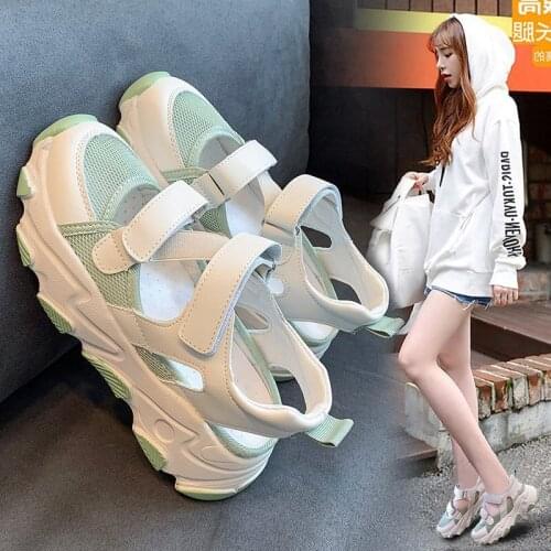 Sports Sandals for Women 2021summer New Is Internet Celebrity Platform White Shoes Hollowed Toe Box Women Dad Shoes