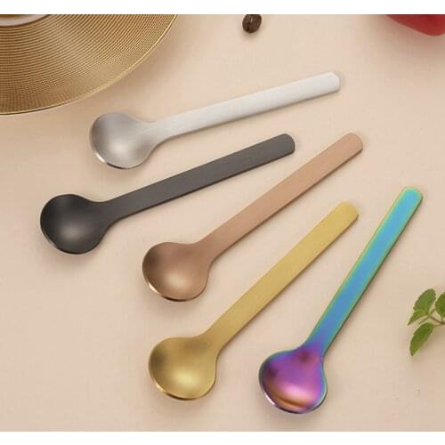 1pcs Small Round Spoon Stainless Steel Korean Spoons Coffee Mixing Spoon Seasoning Spoon For Home Kitchen Restaurant Tableware