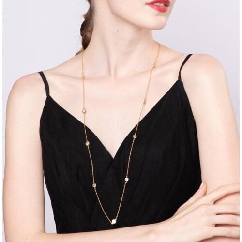 925 Sterling Silver Jewelry 3A Grade CZ Cubic Zirconia Womens Long Chain Station Necklaces Birthday Gifts 10pcs Lots Wholesale