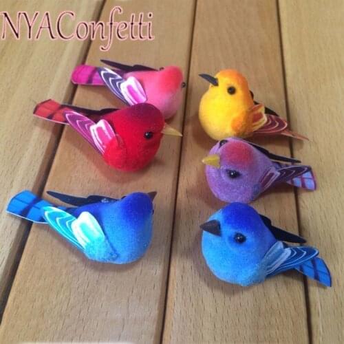15PCS/4-6*2-2.8*2-3CM Foam/Paperboard Decorative Flocking Mini Birds With Magnet,Artificial Bird For Bird Ornaments,Home Decor