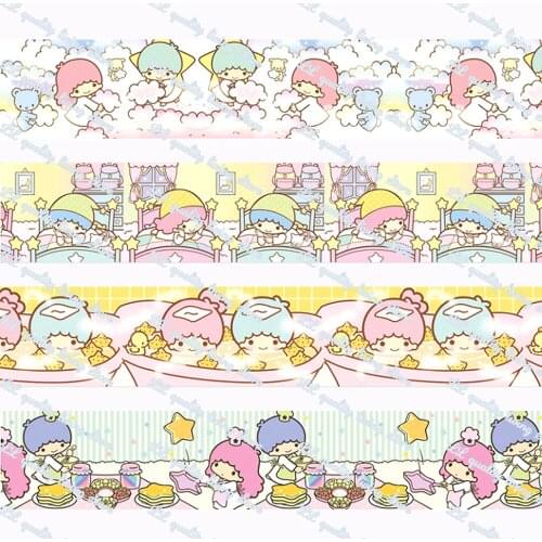 16-75MM Cartoon Girl/Gemini Printed Grosgrain Ribbon 50 Yards/Roll Tape Clothing Bakery Gift Wrapping Accessory Hairbow Head