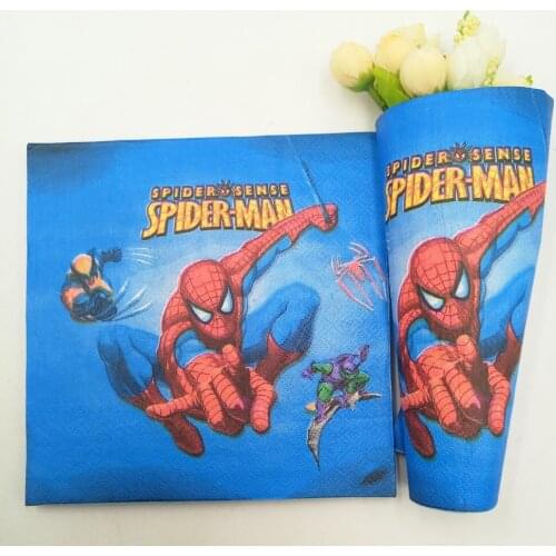 20pc Cute Cartoon Spiderman Party Supplies Paper Napkin Birthday Party Decoration And Festival Event Superhero