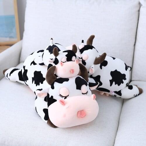 2021 Animal Cartoon Cows Stuffed Plush Toy Cute Cattle Milk Cow Comfortable Soft Toy Children Kids Birthday Present Gift