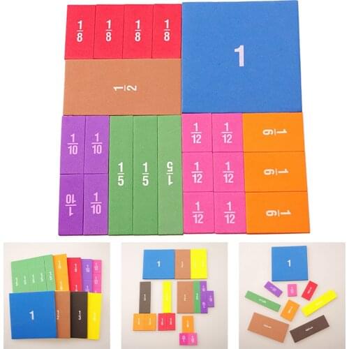 22pcs Colorful Magnetic Rainbow Counting Fraction Tiles Math Toys Kids Mathematics Montessori Teaching Learning Educational Toys