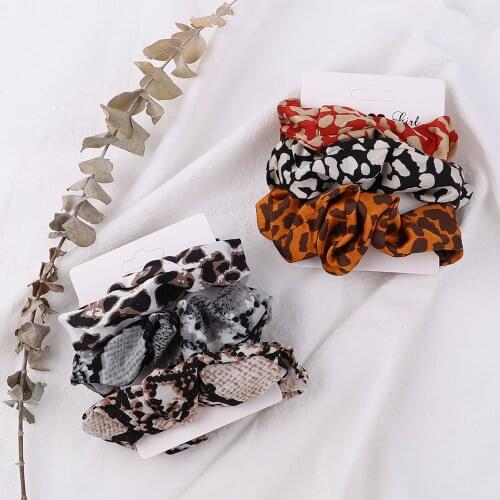 3Pcs/Set Women Leopard Print Scrunchies For Girls Elastic Hair Bands Ties Ponytail Holder Rubber Band Headwear Hair Accessories