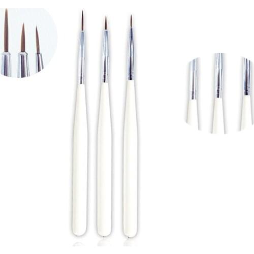 3pcs Carved Nail Brushes Pen For UV Gel Painting Acrylic Nylon Hair Drawing Flowers Nail Line Brushes Design Tools