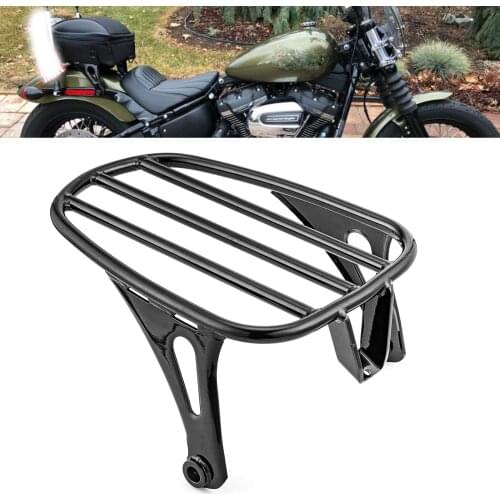 Motorcycle Gloss Black Solo Luggage Rack Fit for 2018-2020 Harley Softail Slim FLSL Street Bob FXBB