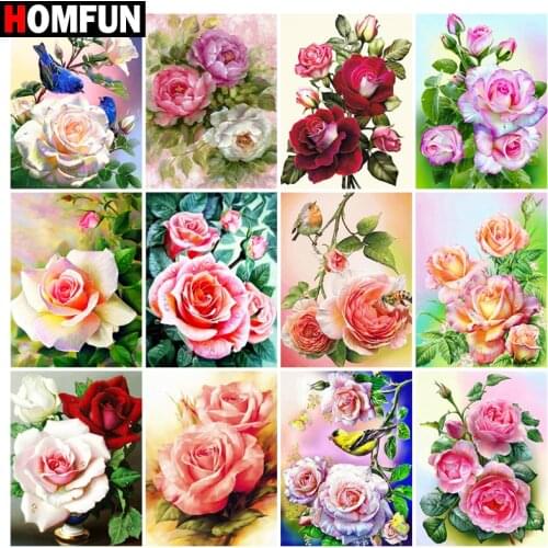 HOMFUN Full Square/Round Drill 5D DIY Diamond Painting "Flower rose bird" Embroidery Cross Stitch 5D Home Decor Gift