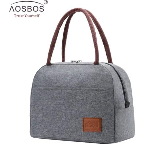 Aosbos Fashion Portable Cooler Lunch Bag Thermal Insulated Travel Food Tote Bags Food Picnic Lunch Box Bag for Men Women Kids