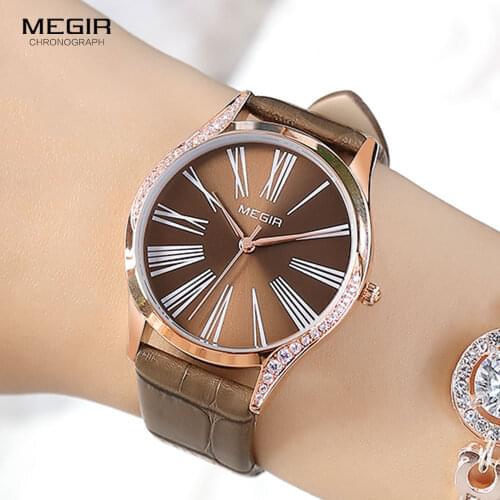 MEGIR Womens Watches Leather Strap Quartz Wristwatch Female Luxury Top Brand Relogio Feminino Simple Casual Watches Ladies 4212