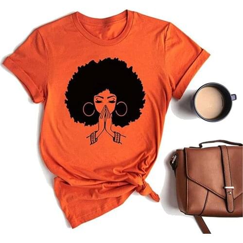 Black Girl Magic - Melanin Afro Queen T Shirt Black Girl Pride Gift Tee Short Sleeve Tops