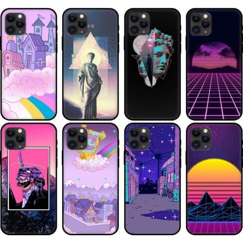 Black tpu case for iphone 5 5s se 6 6s 7 8 plus x 10 cover for iphone XR XS 11 pro MAX case Vaporwave Pastel Aesthetic Art