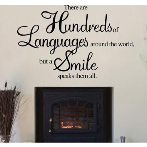 Ebay hot selling word smile quote Removable Art Vinyl wall stickers for shops wall decoration free shipping