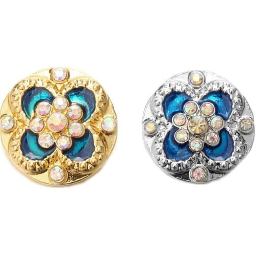 Hot Sale Wholesale Rose Gold Flower snap jewelry 18mm women metal crystal snaps button jewelry bracelets&bangles for women