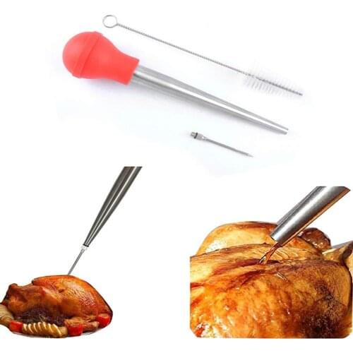 Turkey Meat Seasoning Pump Needle Injector Brush Kitchen Cooking Tool