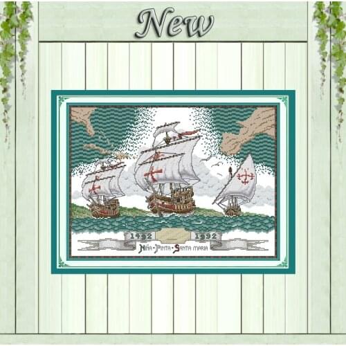 The Crusades ship scenery Painting 11CT Counted print on Canvas DMC 14CT chinese Cross Stitch diy Embroidery kits Needlework Set