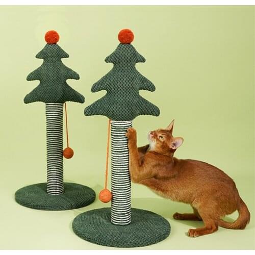 27'' Tall Pines Cat Scratching Post, Cat Claw Scratcher with Ball - Save Your Furniture with Durable Handmade Sisal Cat Tree