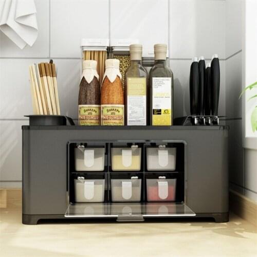 Kitchen Storage Rack Multifunctional Spice Rack Kitchen Knife Holder Storage Shelves Organizer Floor Stand stainless steel