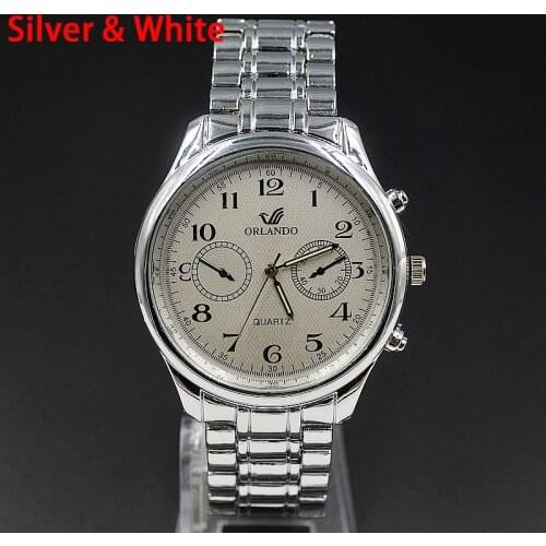 Fashion Wrist Watch Mens 2 dials style Round metal Alloy band quartz Watches 6919