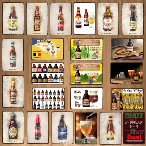 Belgian Beer Metal Plate Wall Pub Kitchen Restaurant Home Art Decor Vintage Iron Poster Cuadros DU-6718B