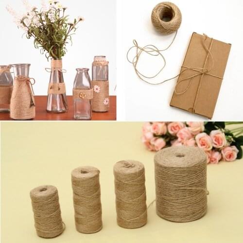 30-100M Natural Vintage Jute Rope Cord String Twine Burlap Ribbon DIY Crafts Sewing Jute Hemp Wedding Christmas Party Decoration