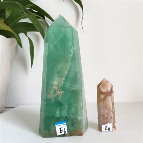 Natural Green Fluorite Crystal Wand Point Healing Feng Shui Chakra Stones Polished