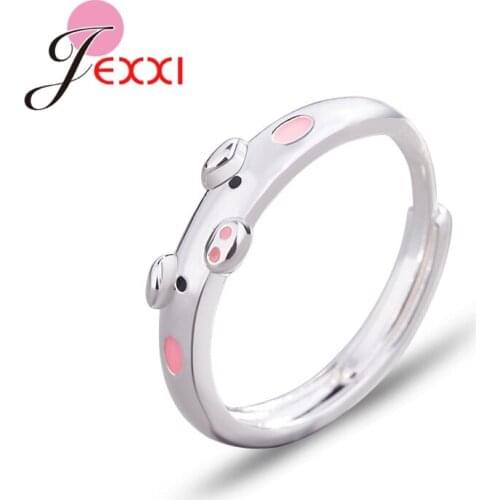 New Cute Lovely Pig Rings For Women Girls Fast Shipping 925 Sterling Silver Size Adjustable Piggy Finger Rings Wholesale