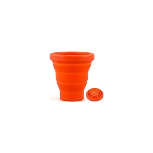 Wholesale 2pcs/lot Outdoor Camping Bottle Travel Tableware Silicone Mugs Folding Water Cups Coffee Bottle 44g Orange FMP-319