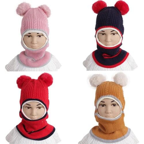 Casual Children Knitted Hat Fashionable Kids Beanies Hat Winter Warm Woolen Hat with Neckerchief