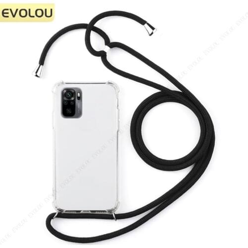 Transparent Shockproof Lanyard Phone Case For Redmi note 10 pro max 10S 9S 9 Pro 10X 9T Cover Crossbody Lanyard Neck Strap Case