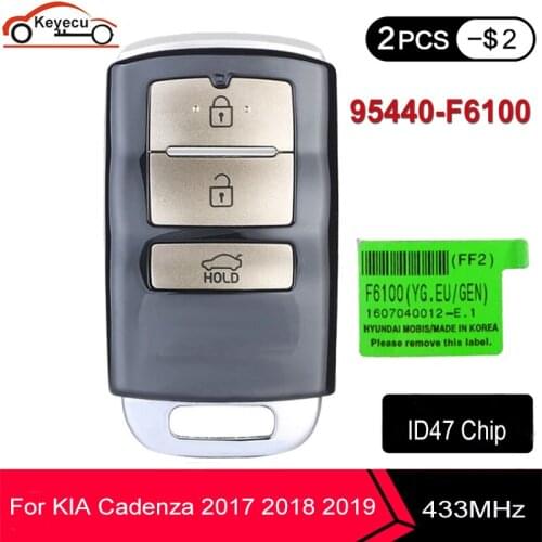 KEYECU OEM Smart Card Remote Car Key 433.92MHz NCF2951X HITAG 3 47 Chip for Kia Cadenza P/N: 95440-F6100