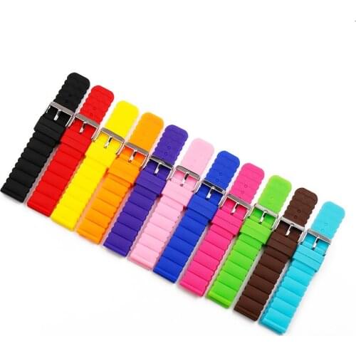 Silicone strap 20mm watch accessories pin buckle outdoor sports waterproof watch belt for women and children men watch band
