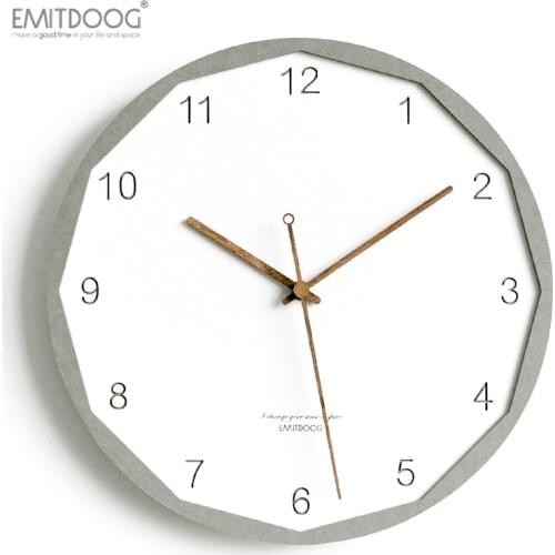 EMITDOOG 12 inch Modern Creative 3D Wooden Rustic Home Decorative Watch White Interior Wall Clock European Style