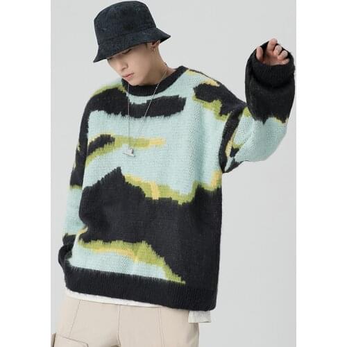 High Quality Fashion Knitted Sweater 2021 New Dipdye Autumn Winter Mens Warm O-Neck Sweater Casual Soft Pullover Male Oversized