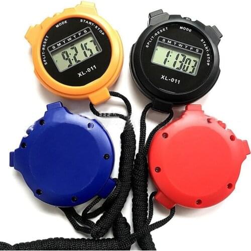 1pcs ABS Waterproof Digital Professional Handheld LCD Chronograph Handheld Sports Stopwatch Timer Stop Watch with String Alarm