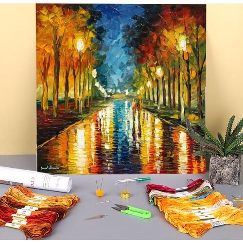 Color Reflection Printed Water-Soluble Canvas 11CT Cross-Stitch DIY Embroidery Set DMC Threads Handmade Painting work Magic