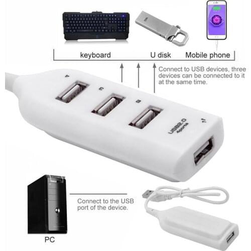 USB 2.0 High Speed Mini 4 Ports Splitter Usb Hub Adapter For PC Laptop Computer Black And Can Only Be Used Individually
