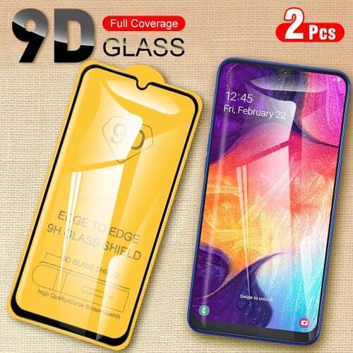 2Pcs 9D Black Tempered Glass For Samsung Galaxy A50 A90 A80 A72 A71 A70 A52 A51 A42 A41 A40 A32 A31 A30 A22 S Screen Protector